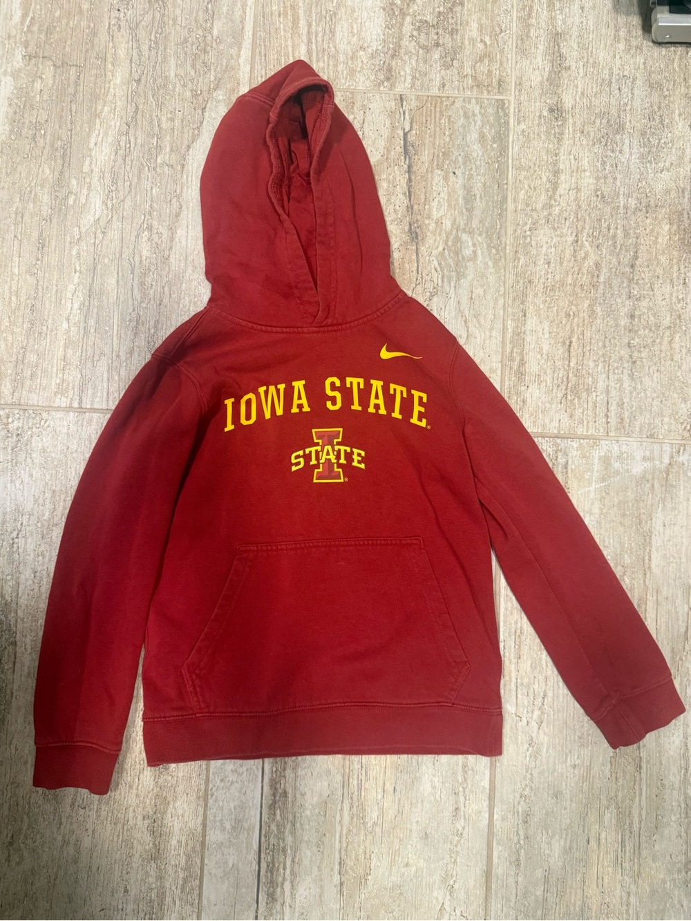 Nike Cardinal Red Hoodie with Yellow Iowa State Graphics